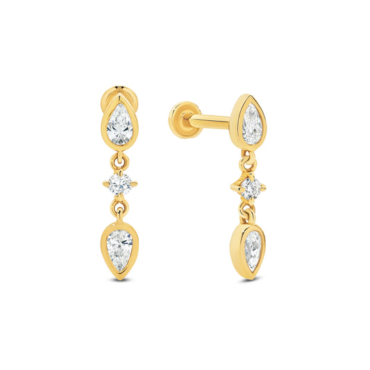 Stud Earrings 0.33ct Solid Yellow Gold — main view