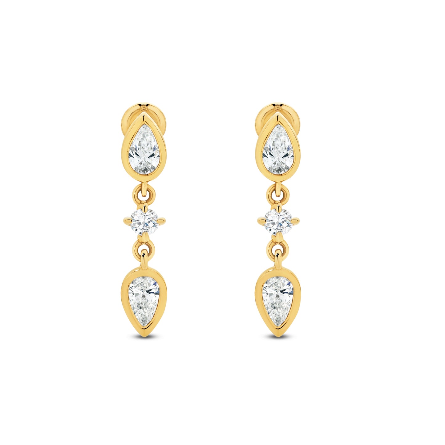 Stud Earrings 0.33ct Solid Yellow Gold — top view