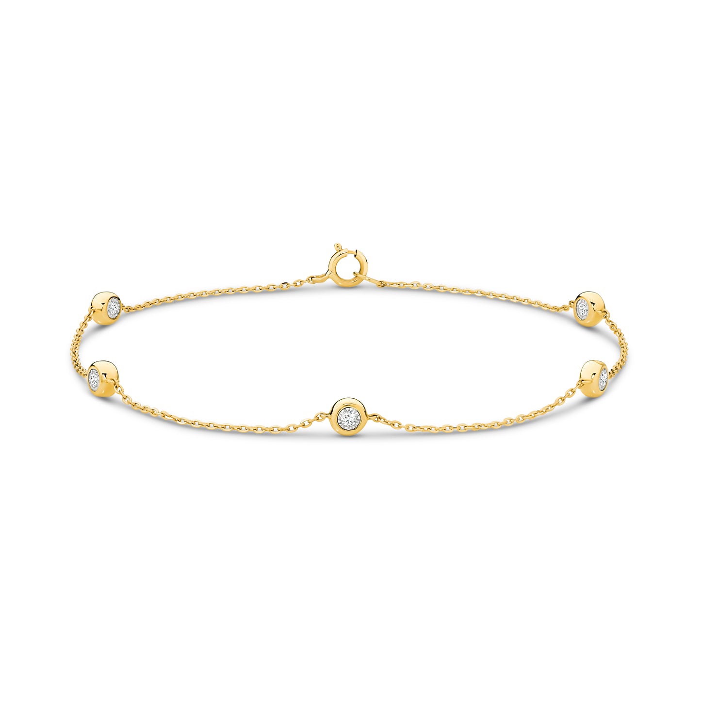 Two-sided Diamond Bezel Bracelet 0.15ct Solid 18ct Yellow Gold — main view