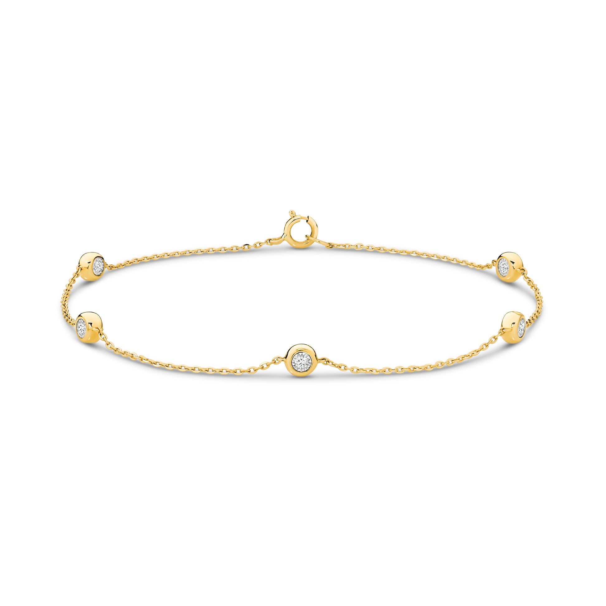 Two-sided Diamond Bezel Bracelet 0.15ct Solid 18ct Yellow Gold — main view