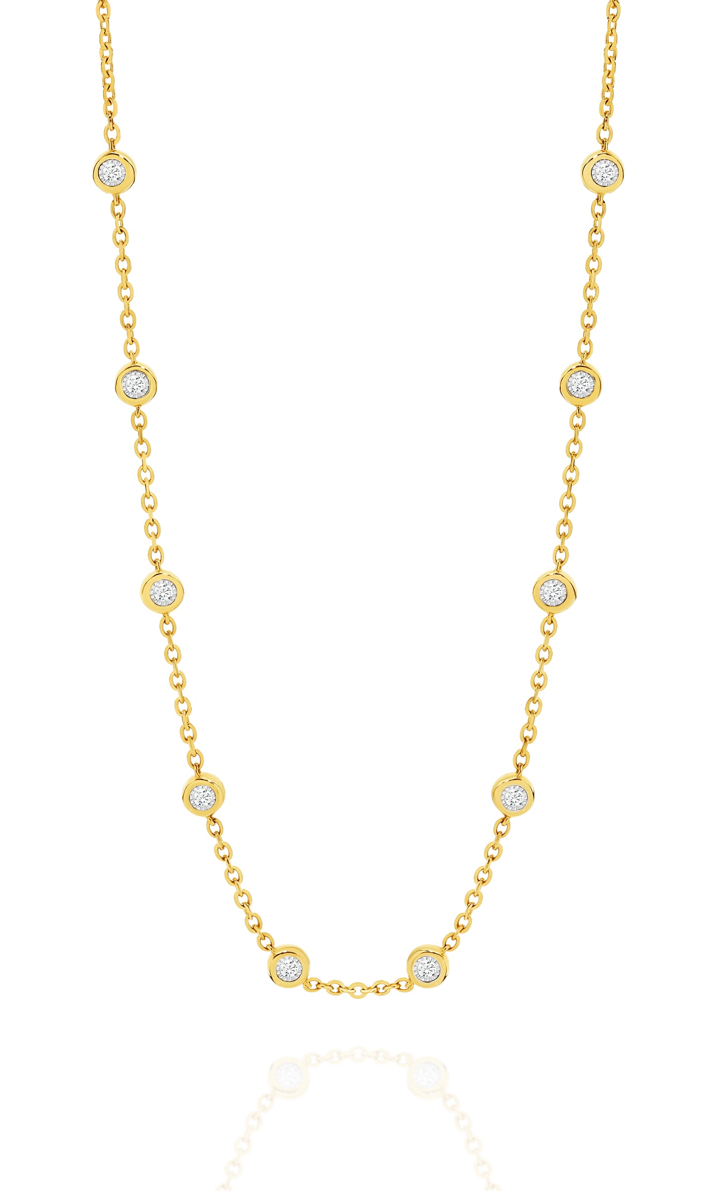 Two-sided Diamond Bezel Necklace 0.6ct Solid Yellow Gold — main view