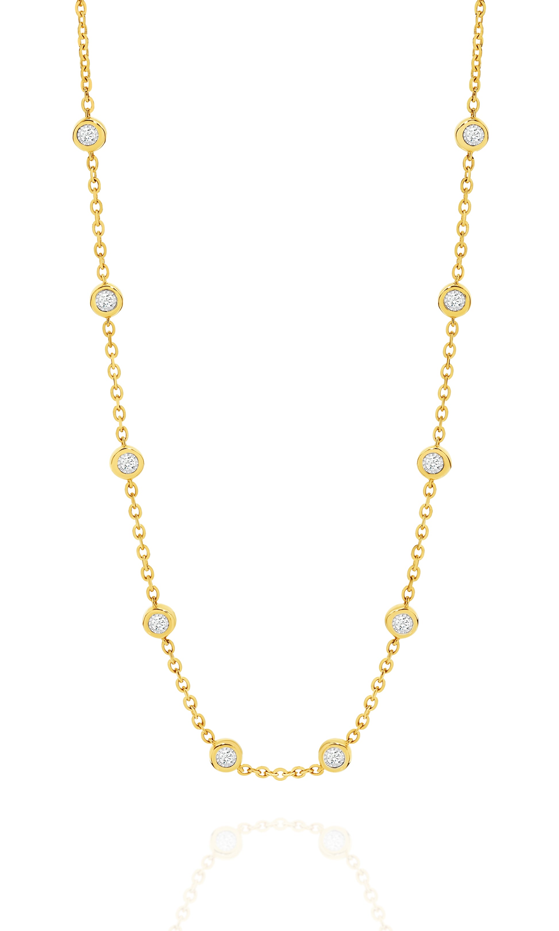 Two-sided Diamond Bezel Necklace 0.6ct Solid Yellow Gold — main view