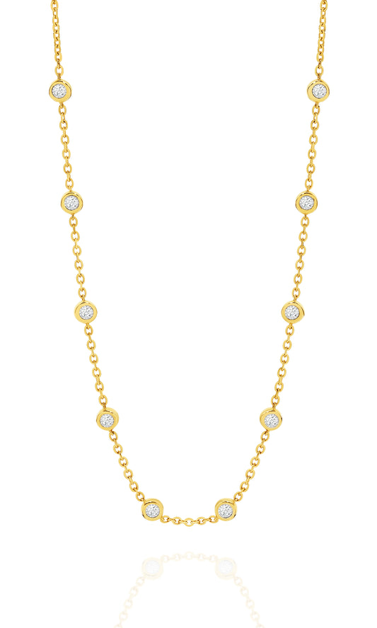 Two-sided Diamond Bezel Necklace 0.6ct Solid Yellow Gold — main view