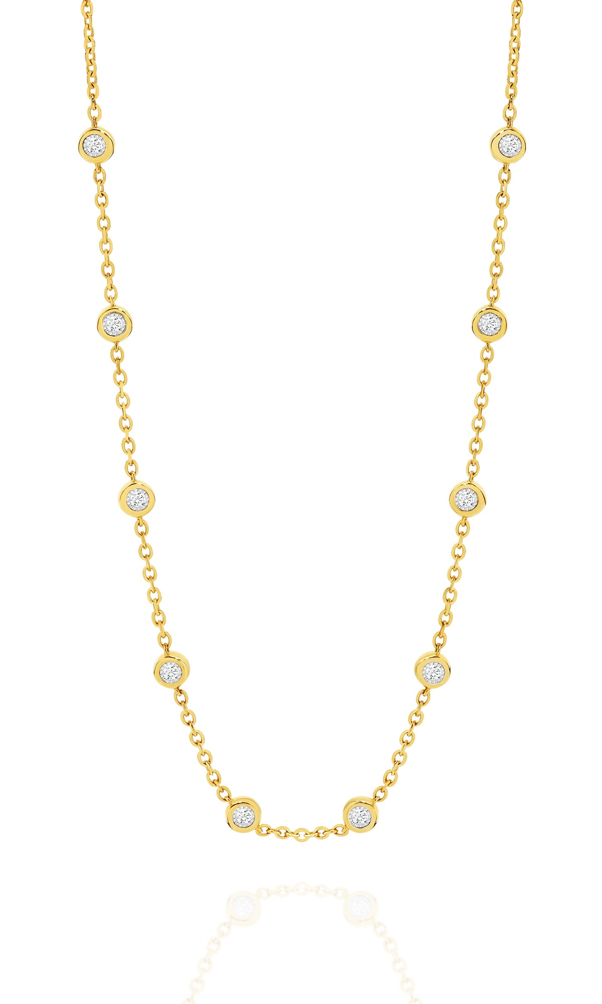 Two-sided Diamond Bezel Necklace 0.6ct Solid Yellow Gold — main view