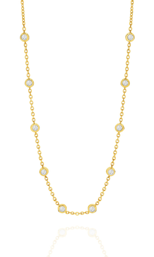 Two-sided Diamond Bezel Necklace 0.6ct Solid Yellow Gold — main view