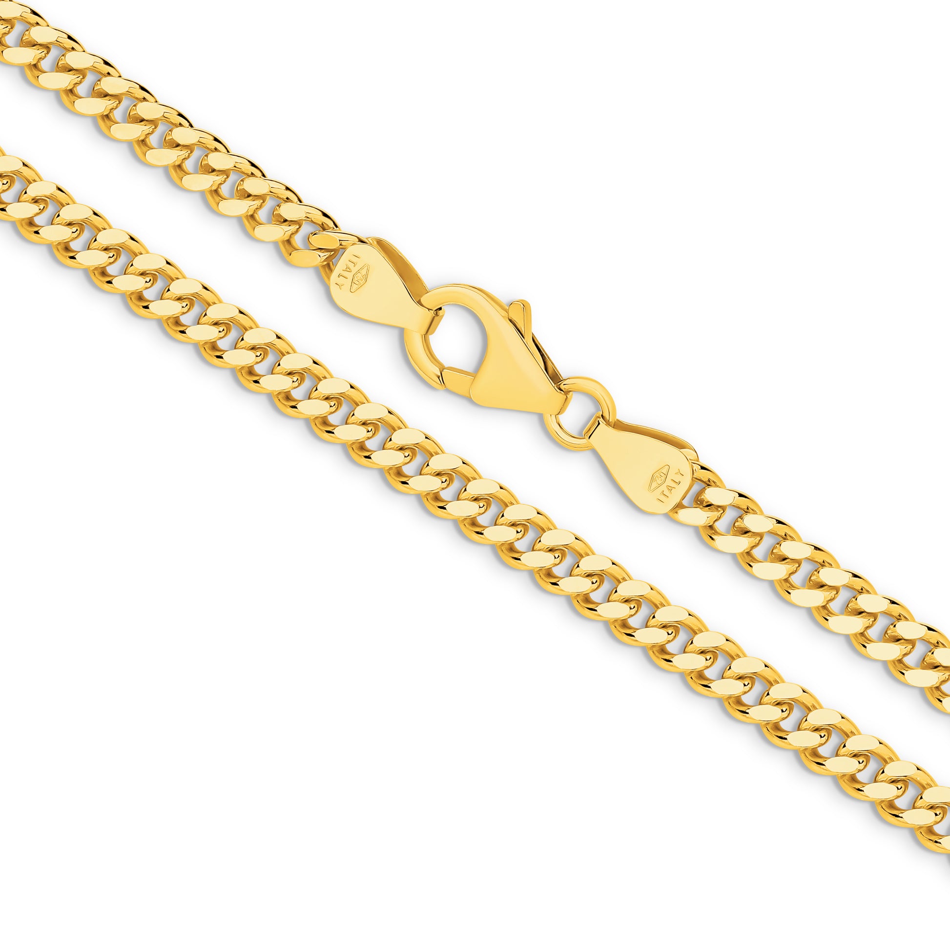 Yellow Gold Diamond Cut Curb 3.4mm