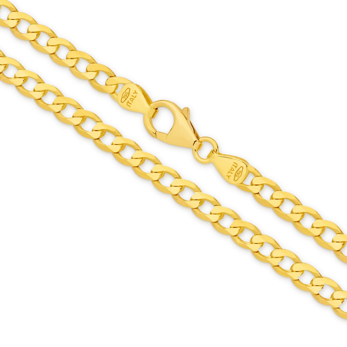 Yellow Gold Diamond Cut Flat Curb 3.9mm