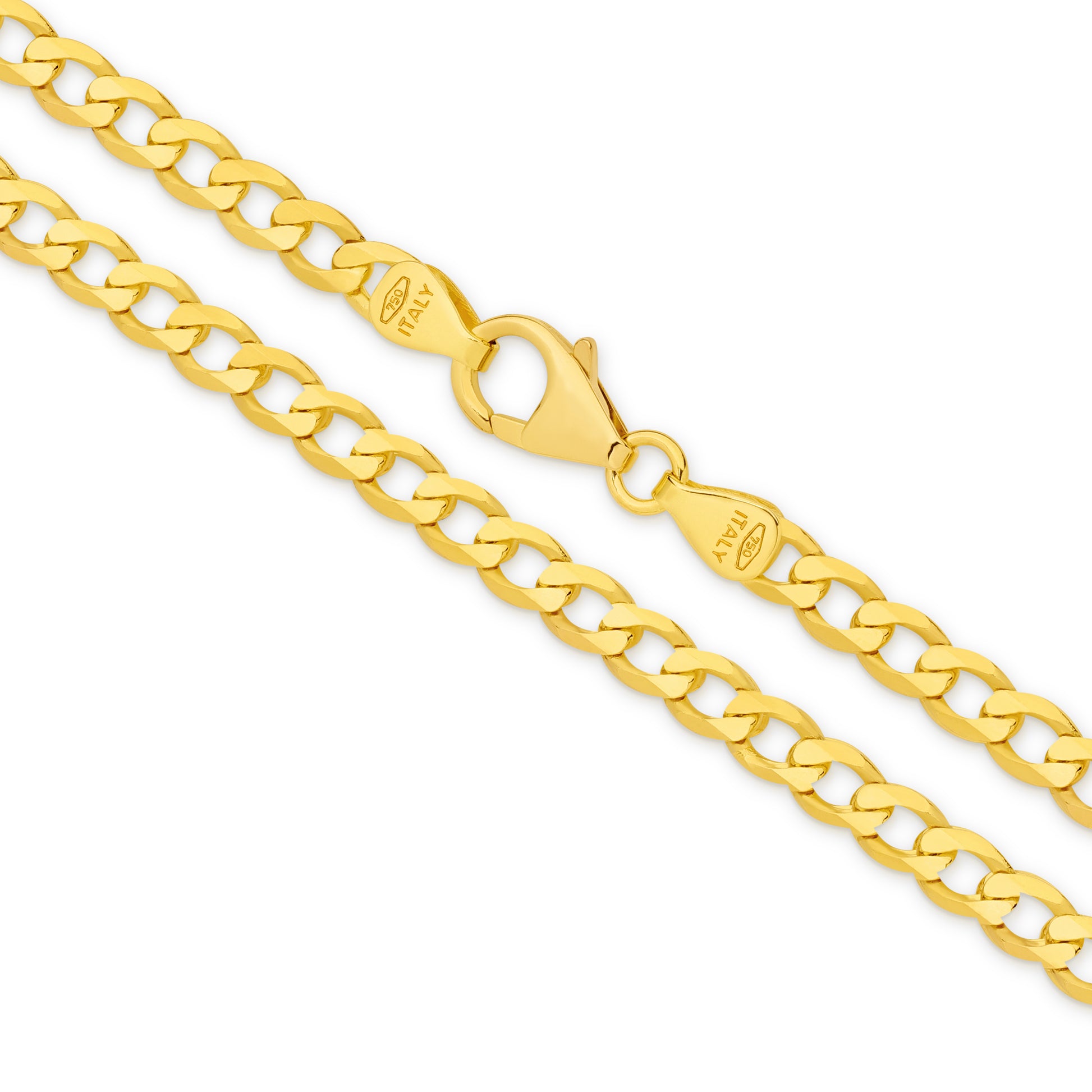 Yellow Gold Diamond Cut Flat Curb 3.9mm
