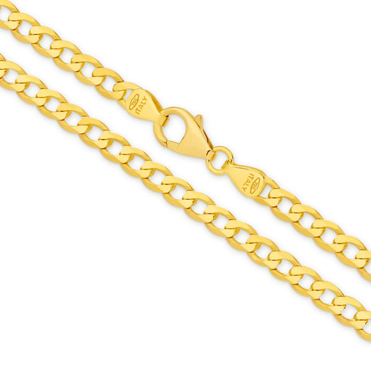 Yellow Gold Diamond Cut Flat Curb 3.9mm