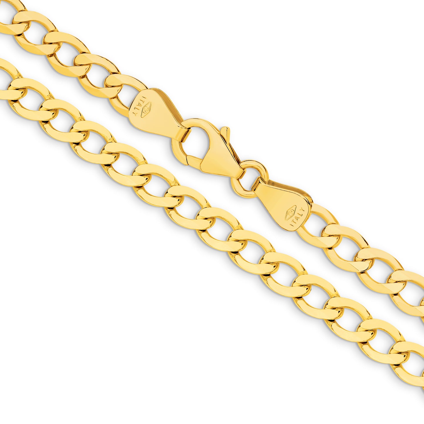 Yellow Gold Diamond Cut Flat Curb 4.8mm
