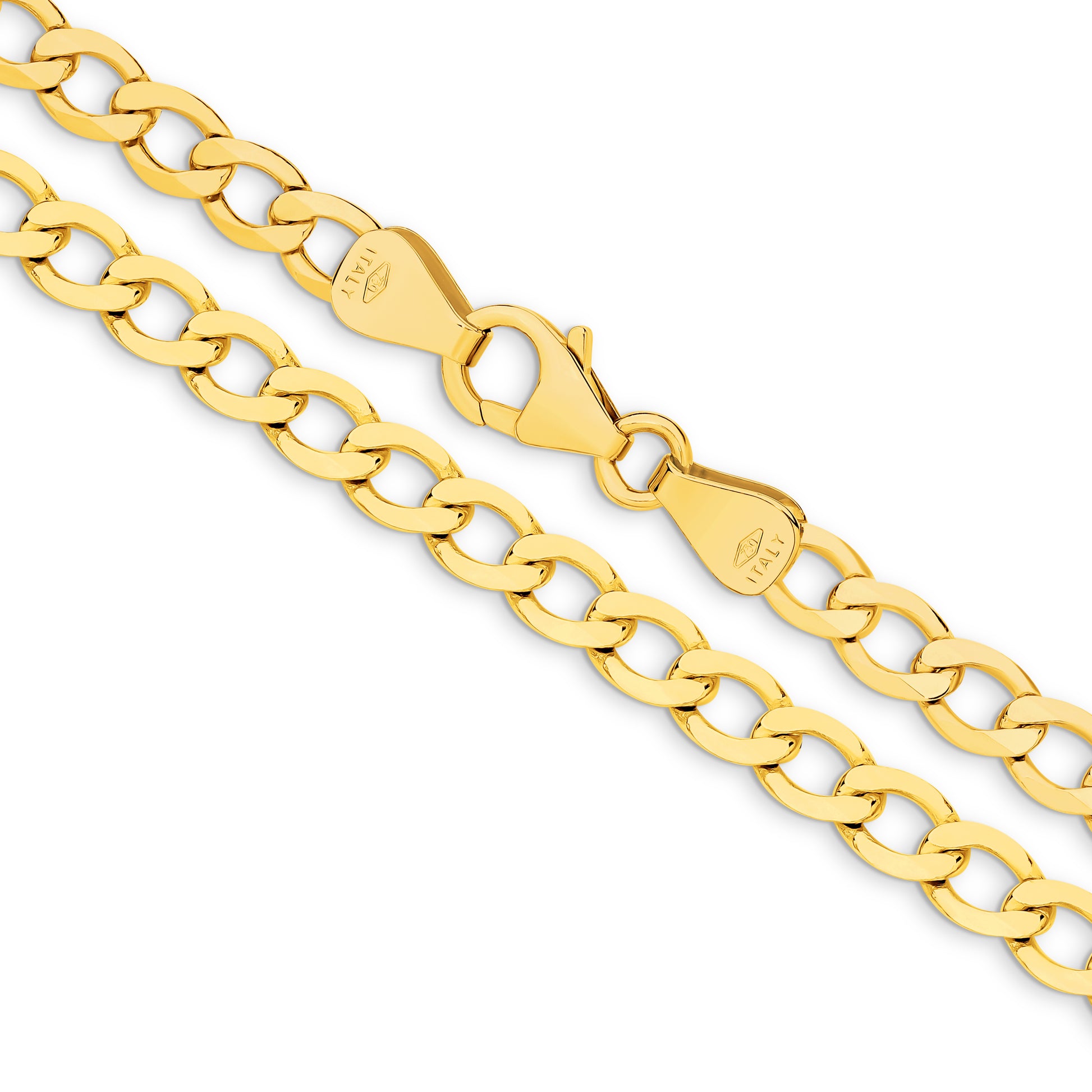 Yellow Gold Diamond Cut Flat Curb 4.8mm