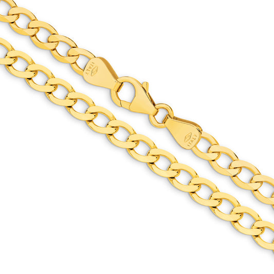Yellow Gold Diamond Cut Flat Curb 4.8mm