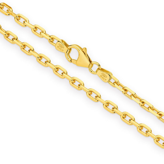 Yellow Gold Diamond Cut Paper Clip 3.7mm