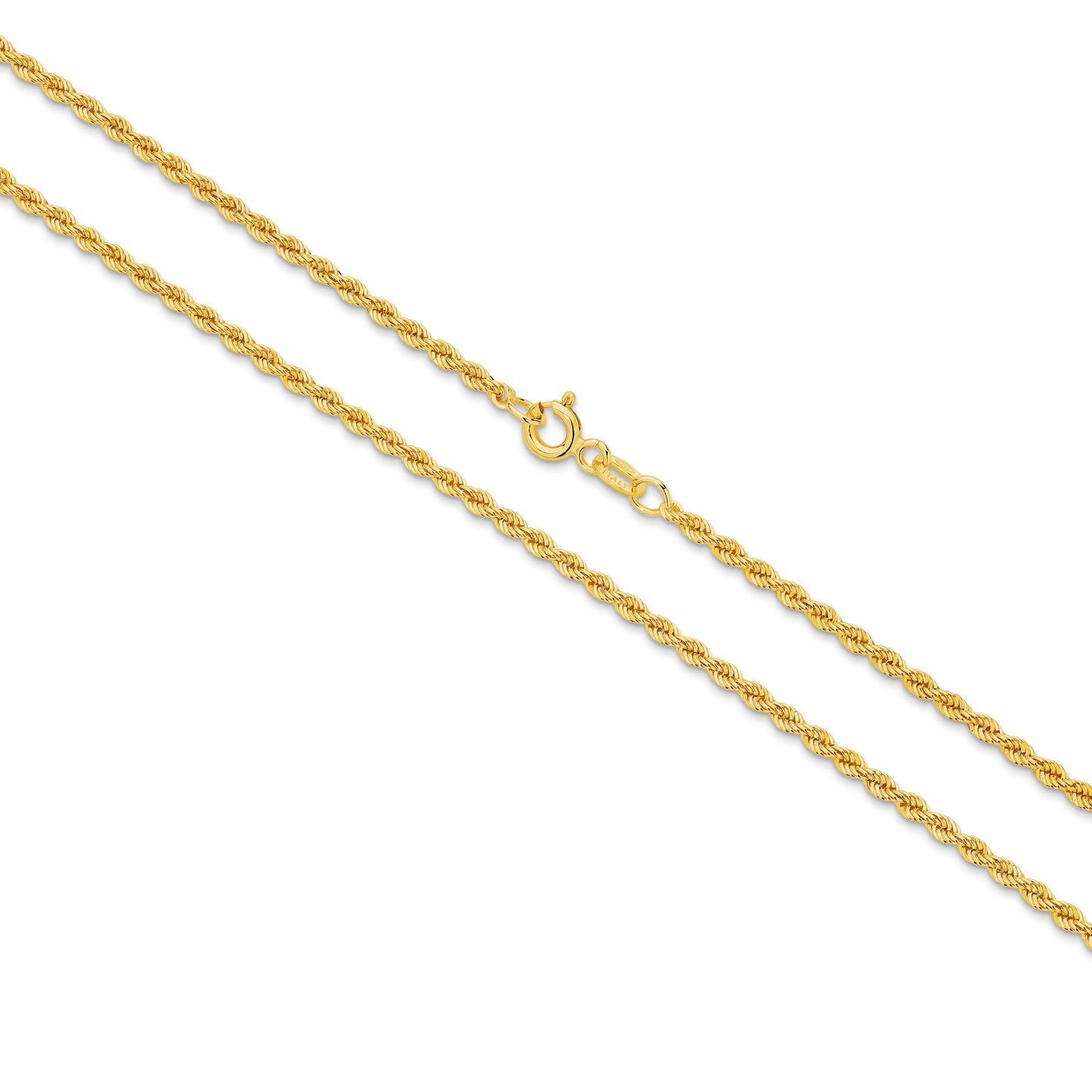 Yellow Gold Hollow Diamond Cut Rope 2.1mm
