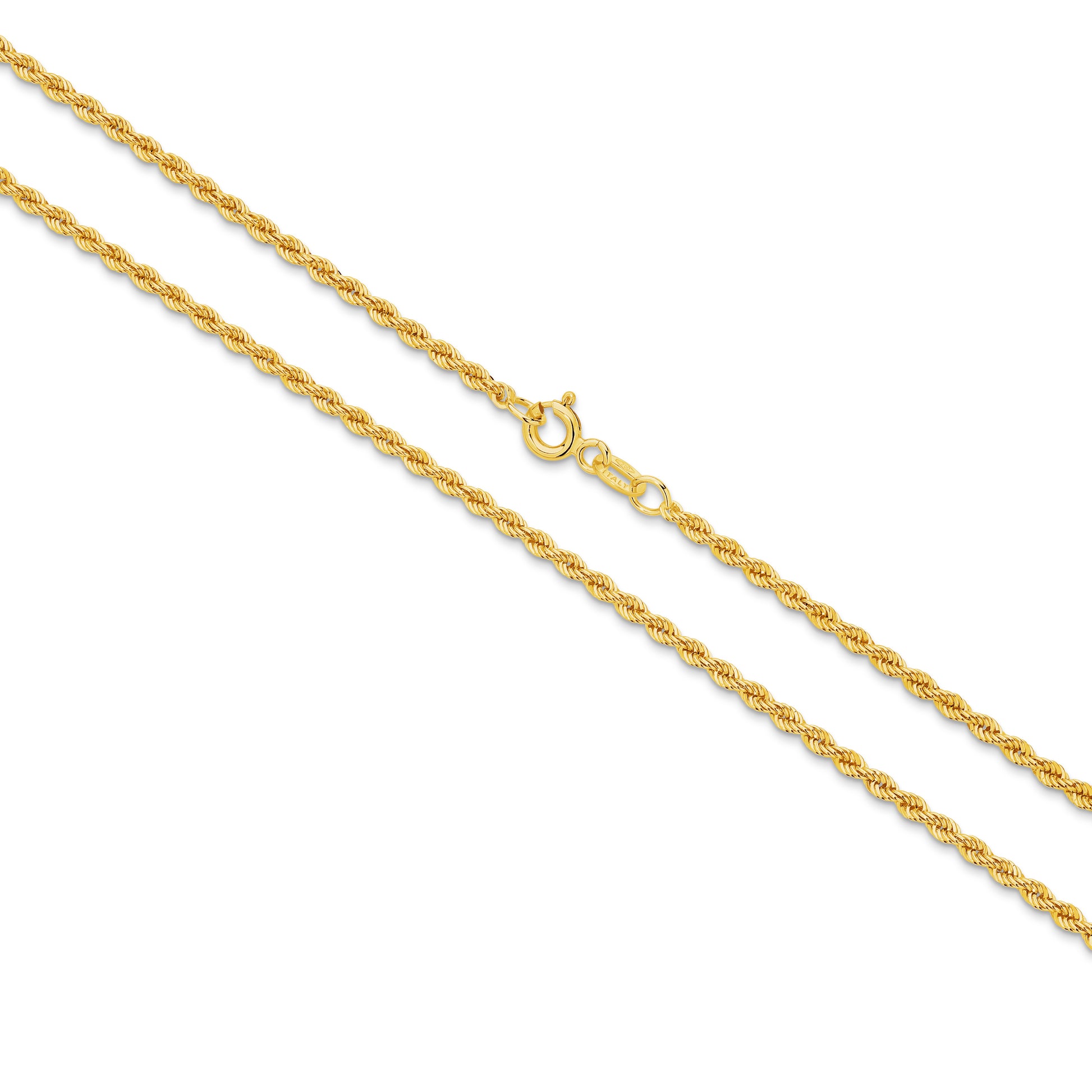 Yellow Gold Hollow Diamond Cut Rope 2.1mm
