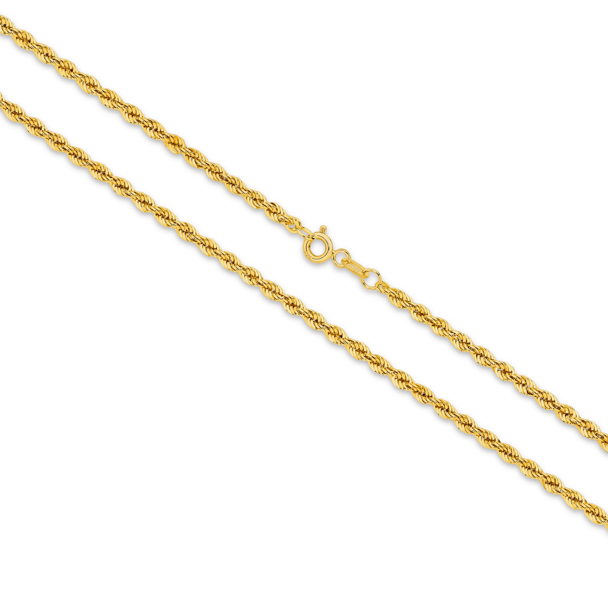 Yellow Gold Hollow Diamond Cut Rope 2.7mm