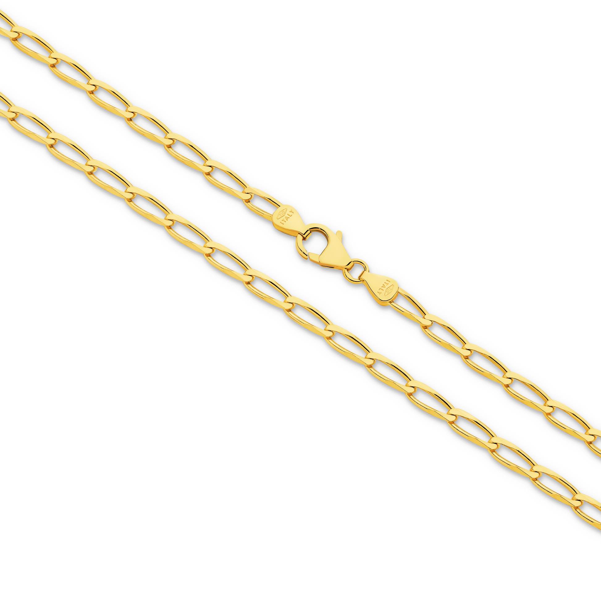 Yellow Gold Long Diamond Cut Flat Curb 3.5mm