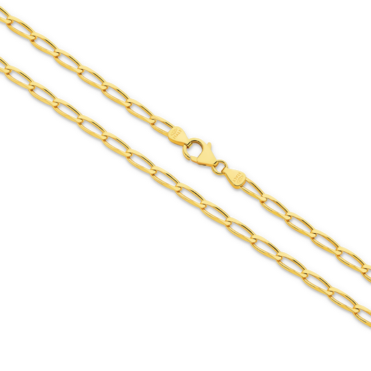 Yellow Gold Long Diamond Cut Flat Curb 3.5mm