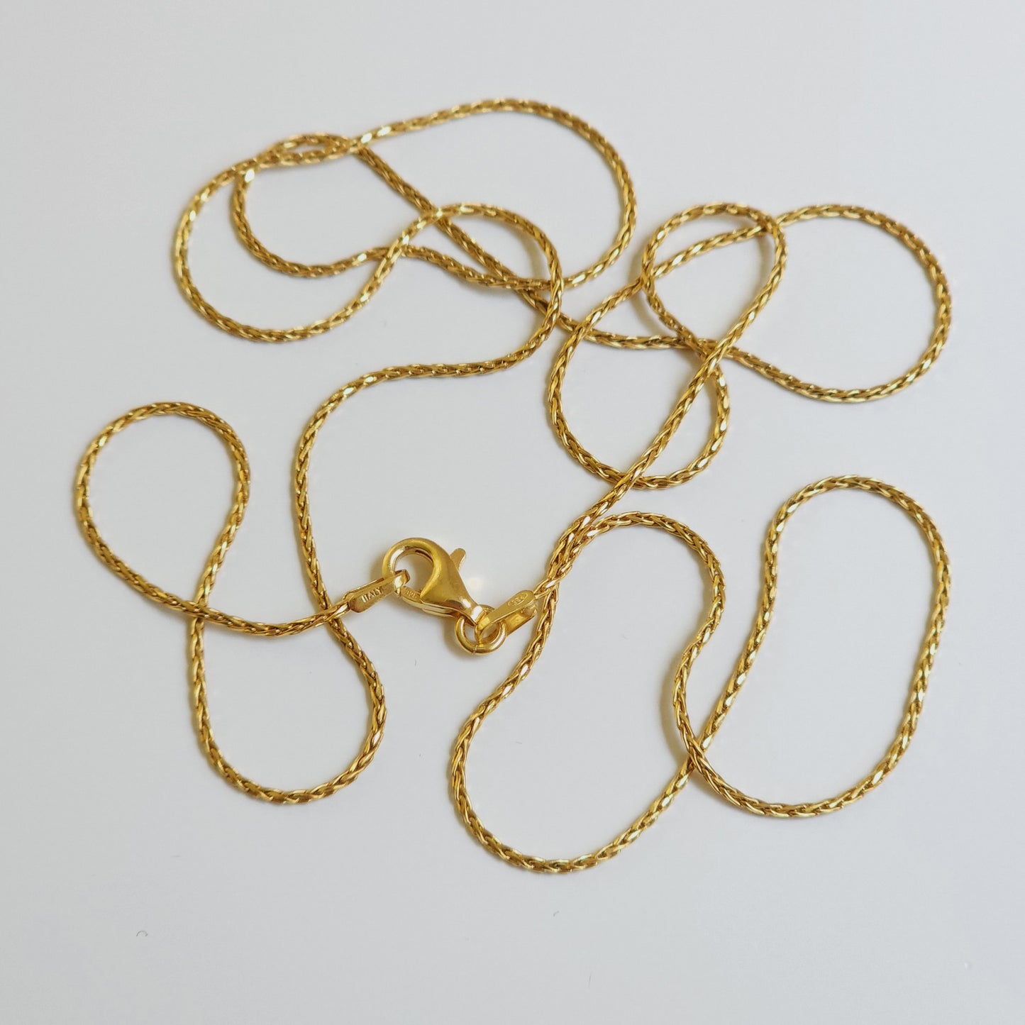 Yellow Gold Silver Chain Spiga 66cm — Italian made sterling silver