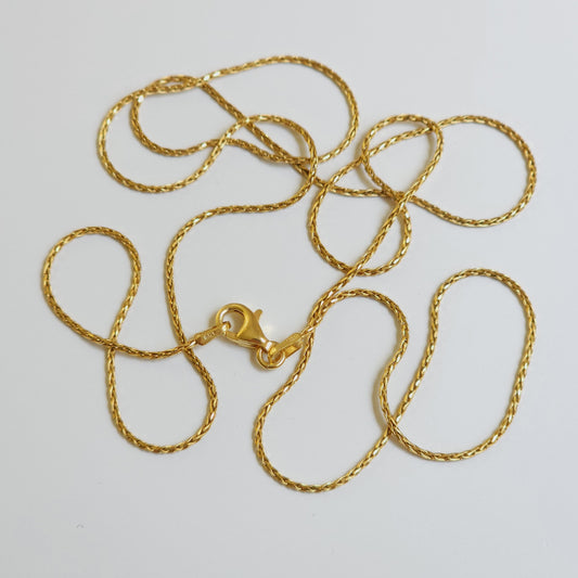 Yellow Gold Silver Chain Spiga 66cm — Italian made sterling silver
